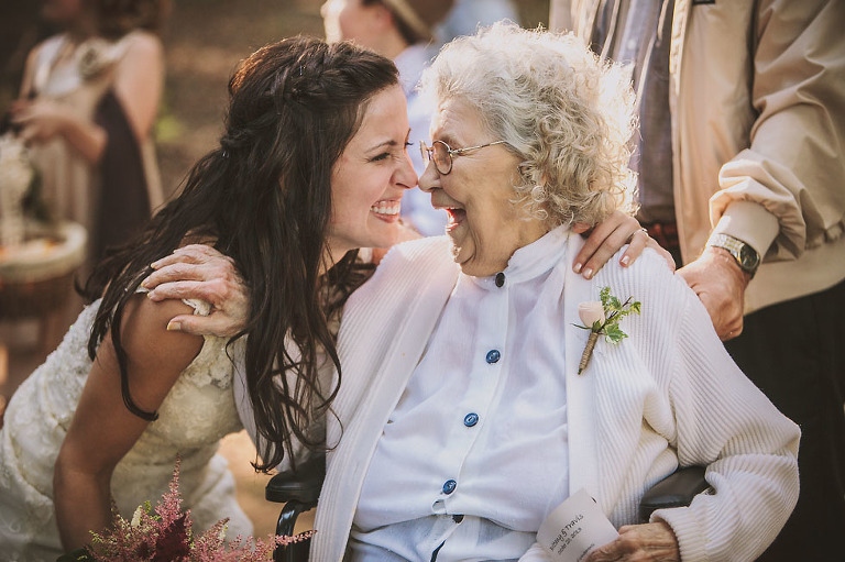 bride hugs her grandmother after her ceremony in Tracy City, Tennessee