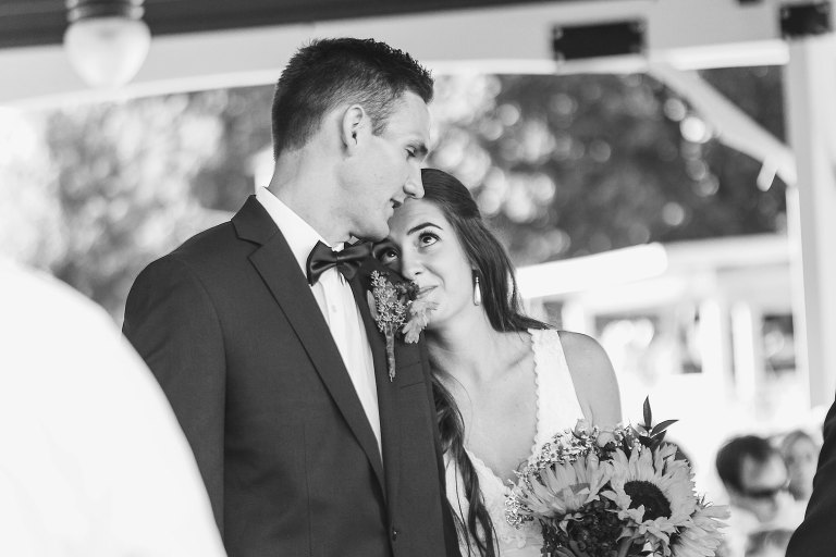 bride beautifully looking at her groom in Aurora Illinois
