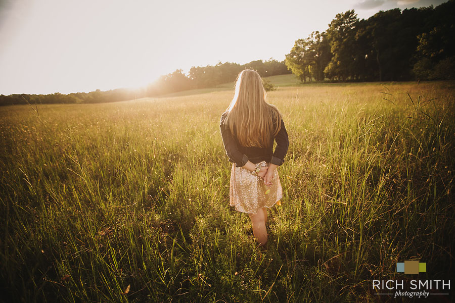 Casey with her back to the camera during her senior session at the Chickamauga Battlefield near Chattanooga