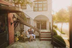 Sunset shot while sitting on a bench