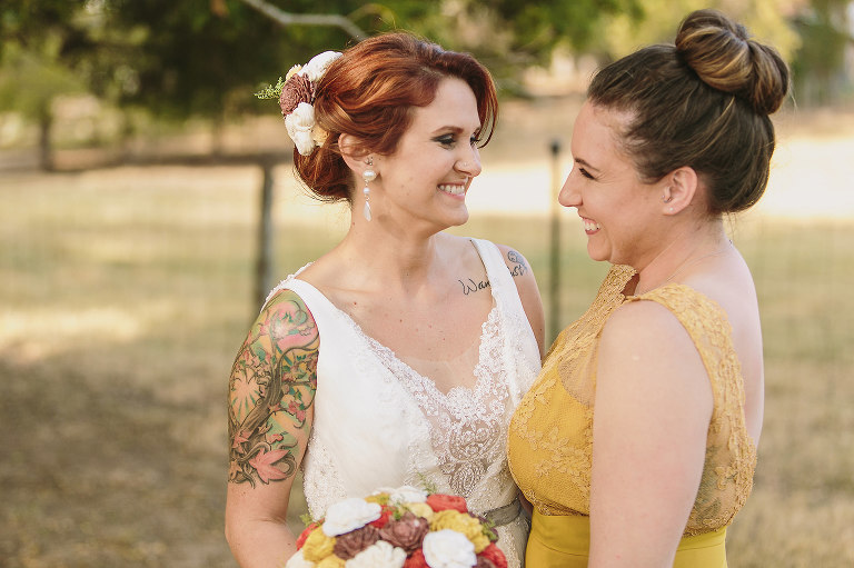 wedding day, bride, bridesmaid, laughing, barn wedding