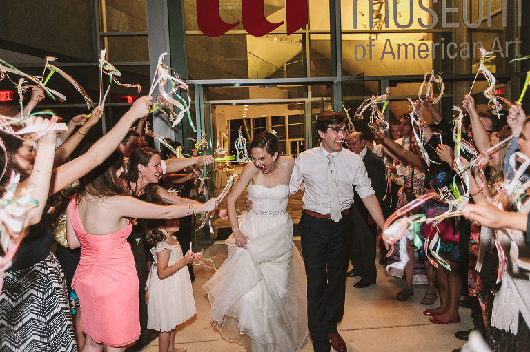 bride and groom exit, wedding day, streamers, leaving, hunter museum