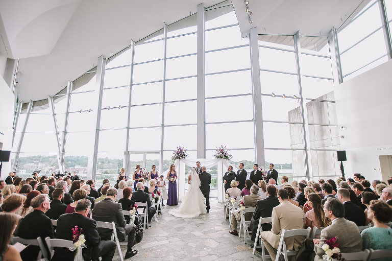 wedding ceremony indoors at the hunter museum 