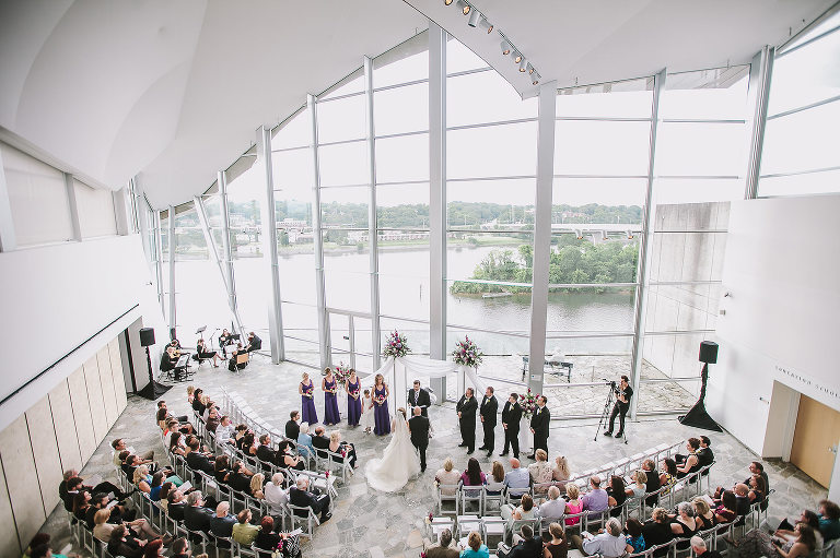 wedding ceremony indoors at the hunter museum 