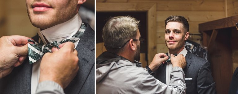 groom getting his bowtie tied