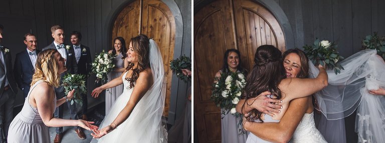 bride gets congratulated right after ceremony