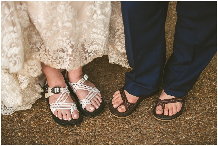 bride and groom chaco shoes 