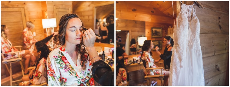 bride having her makeup done