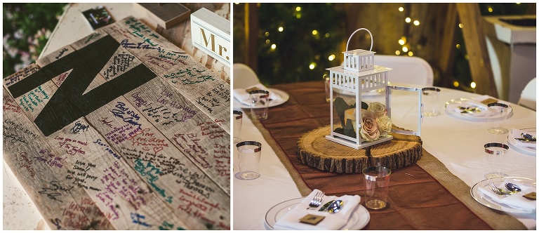 reception details table centerpieces and guest sign