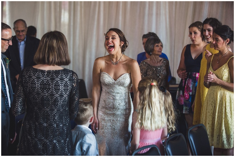 bride laughing before ceremony 
