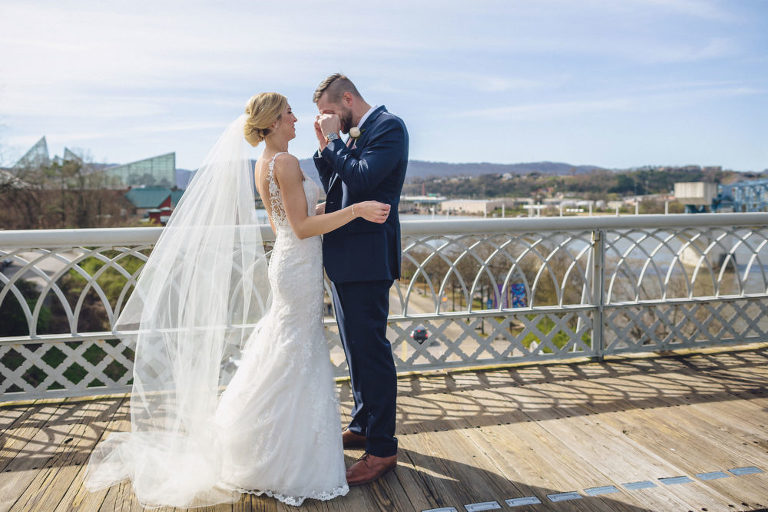 groom cries seeing bride