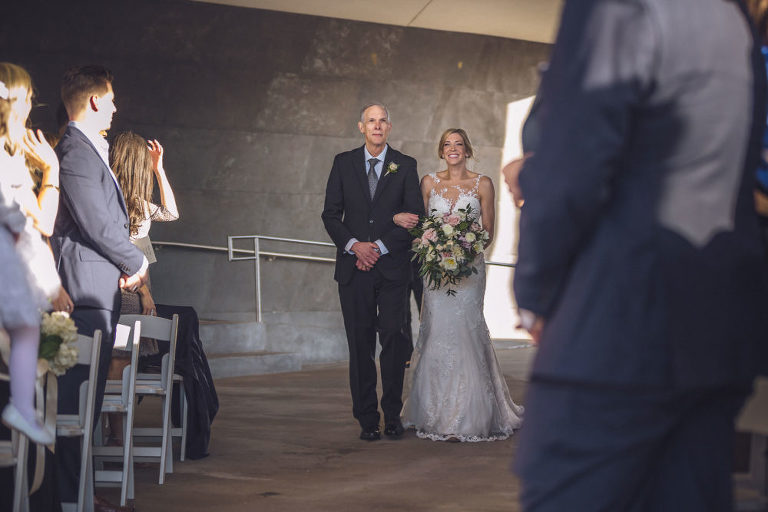 bride walks down aisle hunter museum chattanooga