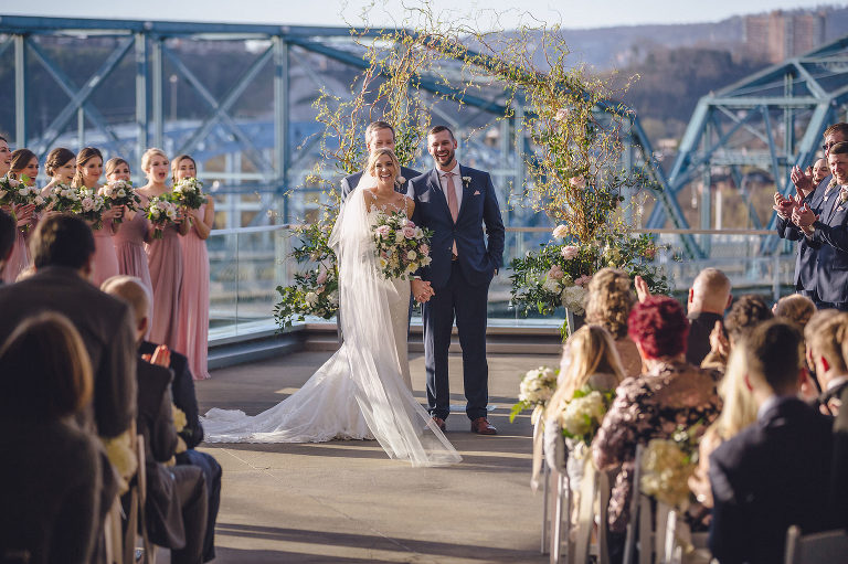 bride and groom recessional 