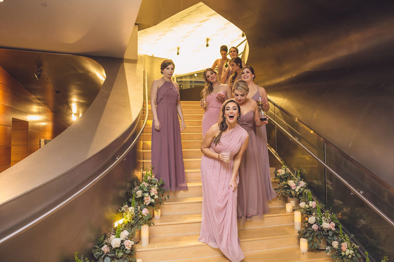 bridesmaids entering reception 