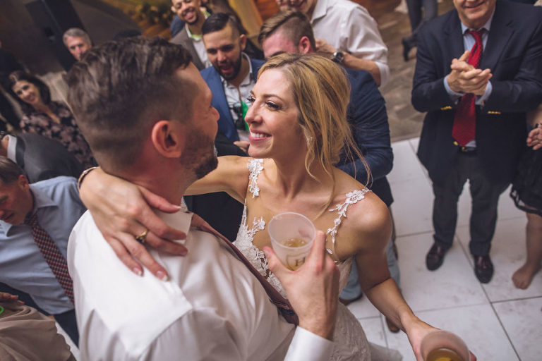 bride and groom dancing at reception hunter museum