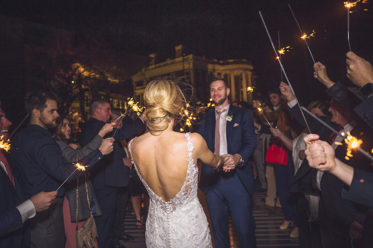 bride and groom exit